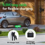Level 2 EV Charger, Portable EV Charger Station for Outdoor/Indoor, Adjustable 6-16Amp Electric Car Charger Station (NEMA 6-20 NEMA 5-15 Adapter, 110-240V 25FT with EV Charger Holder) (Black)