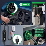 Level 2 EV Charger, Portable EV Charger Station for Outdoor/Indoor, Adjustable 6-16Amp Electric Car Charger Station (NEMA 6-20 NEMA 5-15 Adapter, 110-240V 25FT with EV Charger Holder) (Black)