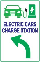 Electric Vehicle Charging Station Sign – Direction for EV Charging Station, Vivid Design Plus UV Protection to Last Longer, 3M Reflective(EGP) Rust-Free Aluminum at 18”x12” 0.04”