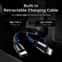 Rear Seat Phone Charger for Tesla Model Y Model3,Retractable Charger USB hub for Model Y/3 2024 2023 2022 2021,Outlet Expansion Dock with Charging Cables,for Tesla Interior Accessories