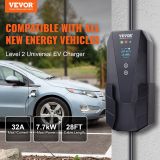 VEVOR Level 2 Portable EV Charger, 32 Amp 240V, Electric Vehicle Charger with 28 ft Charging Cable NEMA 14-50P Plug, 16/20/24/32A Adjustable Current Plug-in Home EV Charging Station for SAE J1772 EVs