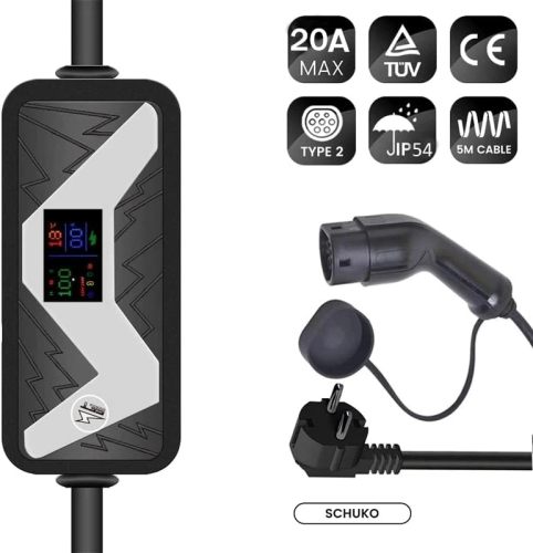 EV Charger 20A Electric Vehicle Charging Station EVSE Wallbox with Type 2 with Schuko Plug Cable IEC 62196-2 Compatible with Mercedes-Benz (Color : 5M Cable Type2)