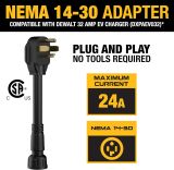 NEMA 14-30 Adapter, 24A/240V, Compatible with DEWALT 32 Amp Portable EV Charger, High Power Connector, Easy to Connect, No Tools Required