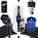 Tera Electric Vehicle Charger Level-2: Level 1 for Tesla J1772 EV 32A 8A 110V 240V Portable & Wall Connector Dual Use ETL NEMA 14-50 & 5-15 Wi-Fi Enabled 25FT Cable with Holder P01
