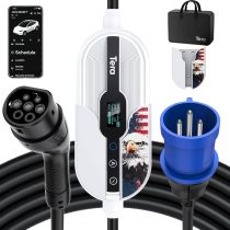 Tera Electric Vehicle Charger Level-2: Level 1 for Tesla J1772 EV 32A 8A 110V 240V Portable & Wall Connector Dual Use ETL NEMA 14-50 & 5-15 Wi-Fi Enabled 25FT Cable with Holder P01