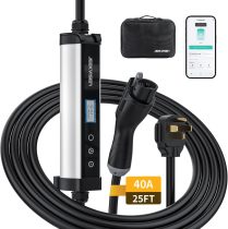 Level 2 Portable EV Charger - 40A 240V EVSE with NEMA 14-50 Plug,9.6kW,17ft Cable,ETL Certified,40A/32A/24A/16A Adjustable Current Home EV Charging Station for SAE J1772 EVs