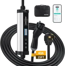 Level 2 Portable EV Charger - 40A 240V EVSE with NEMA 14-50 Plug,9.6kW,17ft Cable,ETL Certified,40A/32A/24A/16A Adjustable Current Home EV Charging Station for SAE J1772 EVs