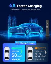 Level 2 EV Charger for Tesla Charger, 32Amp 240V 7.68kW NACS EV Charger, NEMA 14-50 Plug, Adjustable Current, 25FT Portable Electric Car Charger Compatible with All Nacs (Silver)