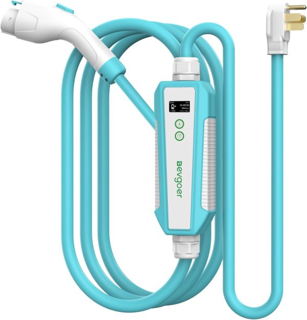Level 2 EV Charger, 40A 240V Schedule Timer Portable EV Home Charging Station, 8A/16A/32A/40A Adjustable Current 20ft Cable, Compatible with All SAE J1772 EVs