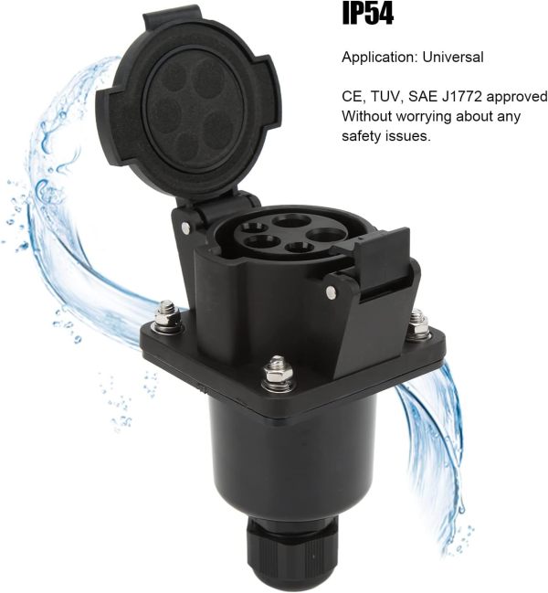 Type 1 EV Socket Energy Vehicles AC Socket Holder Level 2 Single Phase 240V 16A 32A Universal CE TUV SAE J1772 Approved