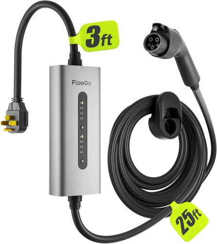 Level 2 EV Charger 40A J1772 Connector 9.6KW Electric Car Charger 240V with 14-50 Plug 25 FT Cable 15-40 Amps Adjustable Current Mobile Vehicle Charging Station for All EVs