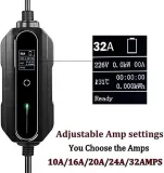 ,32 AMP, (7.68 KW), EV Charging Station - Level 2- EVSE- Charger for Electric Vehicles, You Set The AMPS- 32 AMP, 24 AMP, 20 AMP, 16AMP, 10 AMP -with 14-50P Power Plug