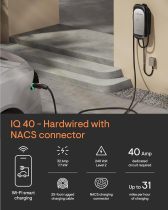 NACS Connector 32 Amp Hardwired EV Charger - Enphase IQ 40, Level 2 Smart Charger with Wi-Fi, Safety Certified, Indoor/Outdoor, 25 ft Rugged Cable, Charges Tesla Electric Vehicles