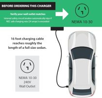 NEMA 10-30 Level 2 Portable EV Charger 24 Amp, 220-240 Volt, 26ft Cable, Electric Vehicle Charger Plug-in EV Charging Station, J1772 Plug Fastest 30 Amp Circuit NEC-Safe Charging