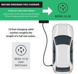 NEMA 14-30 Level 2 Portable EV Charger 24 Amp, 220-240 Volt, 26ft Cable, Electric Vehicle Charger Plug-in EV Charging Station with, J1772 Plug, Fastest 30 Amp Circuit NEC-Safe Charging