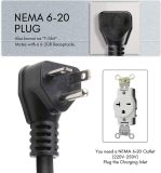 Morec EV Charger 16A 3.68KW NEMA6-20 Plug with Adapter for NEMA 5-15, 100V-240V 20ft (6m) Level 1 Level 2 Electric Vehicle charging cable Compatible with All EV Cars