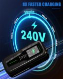 Portable Level 1&2 EV Charger (240V,40A,9.6KW) Current Adjustable with 25ft Charging Cable and NEMA 14-50 for SAE-J1772 Electric Vehicles and for Tesla, Reservation Charging Function WiFi Enabled