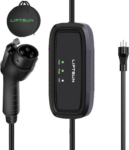 Portable EV Charger Level 1, 15Amp 110V, Electric Vehicle Charger with 21Ft Cable,NEMA 5-15P for Plug-in Home EV Charging Station,Compatible with SAE J1772 EVs and Tesla(Adapter Required)