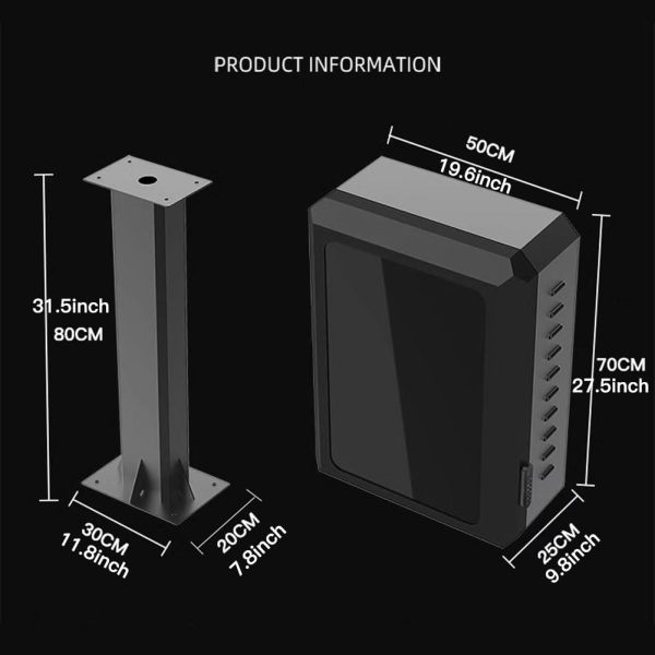Ev Charger Lock Box, Ev Charger Cable Lock Box with Key, for Most EV Charger Accessories, for Electric Vehicle Charging Stations, Indoor Outdoor Rainproof, Theftproof, Size: 19.6x9.8x27.5 inch