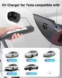 Portable Level 1/2 EV Charger for Tesla, 16Amp NACS Car Charger with 110V-240V, 25FT Extension Cable, NEMA 6-20 Plug, NEMA 5-15 Adapter, Home Mobile Wall Connector EV Charging Station for Tesla Cars