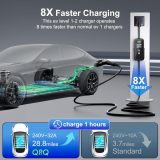 QPQ Level 1-2 EV Charger 32Amp Portable Level 1&2 EV Charger for Home Level 2 Electric Car Charger with 25FT NEMA 14-50 Plug-in Electric Vehicle Charging Stations
