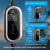 Electric Vehicle Charger, Portable Level 2 Ev Charger, 32Amp 240V, J1772 Charging Cable NEMA 14-50 Plug, Adjustable Plug-in EV Charging Station,24ft Cable