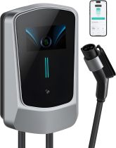 Level 2 EV Charger 48 Amp: 240V Electric Vehicle Charging Stations - 25ft Cable J1772 car Connector - Enabled Electric Car Charger Outdoor&Indoor - With Smart Display WiFi 5-15P to14-50R adapter cable
