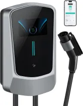 Level 2 EV Charger 48 Amp: 240V Electric Vehicle Charging Stations - 25ft Cable J1772 car Connector - Enabled Electric Car Charger Outdoor&Indoor - With Smart Display WiFi 5-15P to14-50R adapter cable