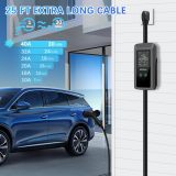 Level 2 EV Charger, 40 Amp, Portable Charger for Home and SAE-J1772, 25ft Cable, 240V, Charging Stations with LED Display, NEMA14-50 Plug Adapter, Current Adjustable. (Tesla Need Adapter)
