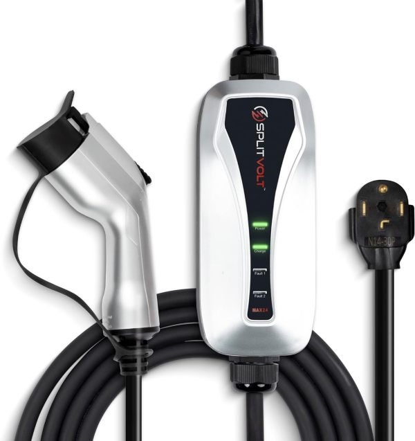 NEMA 14-30 Level 2 Portable EV Charger 24 Amp, 220-240 Volt, 26ft Cable, Electric Vehicle Charger Plug-in EV Charging Station with, J1772 Plug, Fastest 30 Amp Circuit NEC-Safe Charging