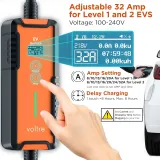 Voltre M2 Level 1 & 2 EV Charger for Tesla & EVs | 25 Ft MAX Cable | 8-32A | 110-240V Portable Electric Car Fast Charger |14-50, 5-20 Plug | Electric Vehicle Charger for J1772 Evs