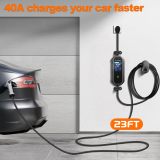 Level 2 EV Charger 40 Amp 110-240V 23ft Cable NEMA 14-50P, Mobile Portable Electric Vehicle Charger Plug-in Home EV Charging Station for SAE J1772 Evs Adjustable Current
