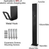 Outdoor EV Charging Stand, Pedestal Mounted EV Charging Station, Electric Vehicle Pile, Universal Wall Charger Holder, Floor Mounted, All Weather(Black)