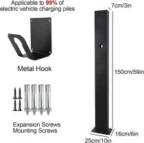 Outdoor EV Charging Stand, Pedestal Mounted EV Charging Station, Electric Vehicle Pile, Universal Wall Charger Holder, Floor Mounted, All Weather(Black)