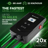 PRIMECOM 80 Amp 20X Faster 22KW 220Volt Level-2 18ft to 50ft Cord Lengths Smart Electric Vehicle EV Charging Station Ford Transit F-150 Lightning Lucid Air Polestar TeslaXS Taycan (18 Feet)