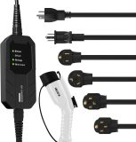 Level 1&Level 2 EV Charger with Five adapters, 16A, 100-240V, 25FT, Portable Electric Vehicle Charger, Fast EV Home Charging Station