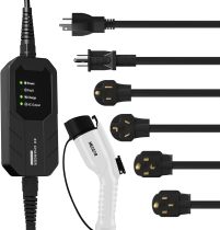 Level 1&Level 2 EV Charger with Five adapters, 16A, 100-240V, 25FT, Portable Electric Vehicle Charger, Fast EV Home Charging Station