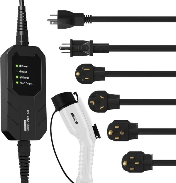 Level 1&Level 2 EV Charger with Five adapters, 16A, 100-240V, 25FT, Portable Electric Vehicle Charger, Fast EV Home Charging Station