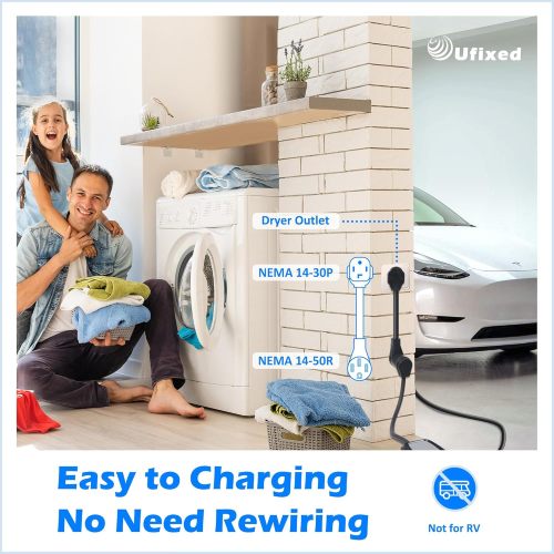 Heavy Duty Nema 14-30P to 14-50R Charger Adapter Cord Dryer with Nema 14-50 Outlet, Electric Vehicle Charging Stations Level 2, Dryer Plug Adapter with NEMA 14-50 Outlet Not for RV