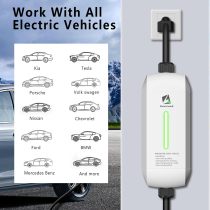 Level 1-2 EV Charger, 20 Amp 110-240V Portable Electric Vehicle Charger with 25Ft Cable NEMA 6-20 Plug NEMA 5-15 Adapter Plug-in Home EV Charging Station