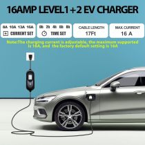 EV Charger Level 1+2, 16Amp 110V/240V Portable Level 1 Level 2 Electric Vehicle Charging Station with NEMA 6-20 Plug & NEMA 5-15 Adapter for J1772 Electric Cars