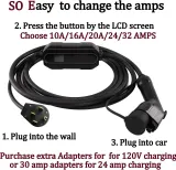 ,32 AMP, (7.68 KW), EV Charging Station - Level 2- EVSE- Charger for Electric Vehicles, You Set The AMPS- 32 AMP, 24 AMP, 20 AMP, 16AMP, 10 AMP -with 14-50P Power Plug