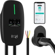Level 2 EV Charger Station with Smart Display 48 Amp 11.5KW 26ft EV Charging Cable Hardwired Smart Electric Vehicle Charging Station RFID Card 4G/WiFi/BT Connection EV & Plug-in Hybrid for SAE J1772