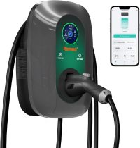 Level 2 EV Charger 48 Amp, Hardwired EV Charger Level 2, APP Control, Adjustable Current, Delay Timer, 25ft Cable, 240V J1772 Charger, EV Chargers for Home Level 2, FCC & ETL Certified, LCD Display
