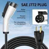 Level 1-2 EV Charger, 20 Amp 110-240V Portable Electric Vehicle Charger with 25Ft Cable NEMA 6-20 Plug NEMA 5-15 Adapter Plug-in Home EV Charging Station
