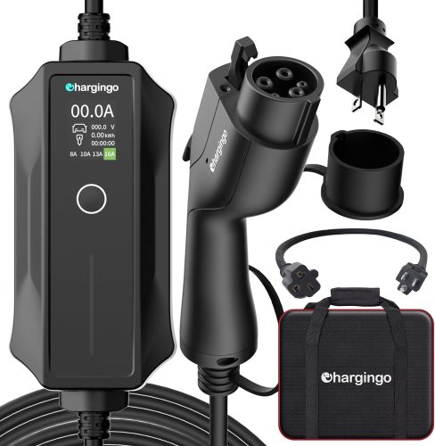 Level 1-2 EV Charger,120V-240V,16A,NEMA 5-15 & 6-20 Plug,25FT Extension Cord,ETL & FCC Listed, Portable Electric Vehicle Charging Station for SAE J1772 Evs
