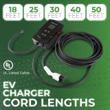 PRIMECOM 80 Amp 20X Faster 22KW 220Volt Level-2 18ft to 50ft Cord Lengths Smart Electric Vehicle EV Charging Station Ford Transit F-150 Lightning Lucid Air Polestar TeslaXS Taycan (18 Feet)