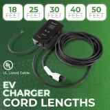PRIMECOM 80 Amp 20X Faster 22KW 220Volt Level-2 18ft to 50ft Cord Lengths Smart Electric Vehicle EV Charging Station Ford Transit F-150 Lightning Lucid Air Polestar TeslaXS Taycan (18 Feet)