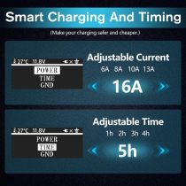 Level 1-2 Electric Vehicle Charging Cable 3.6KW 16A EV Portable Charger 20ft Cable NEMA 6-20/5-15 Plug Current Adjustable EV & Plug-in Hybrid Car Charger for SAE_J1772
