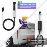 Portable EV Electric Vehicle Charger 16 Amp with 25 ft. Charging Cable NEMA 5-15 Plug Plug-in Home Electric Vehicle Charging Station for SAE J1772 Electric Vehicles